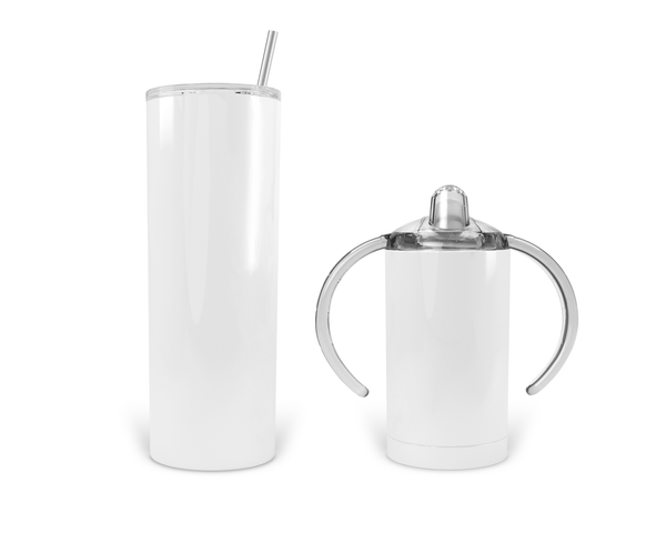 TUMBLER/SIPPY COMBO: 20 oz. Stainless Steel tumbler and 12 oz. Sippy combo